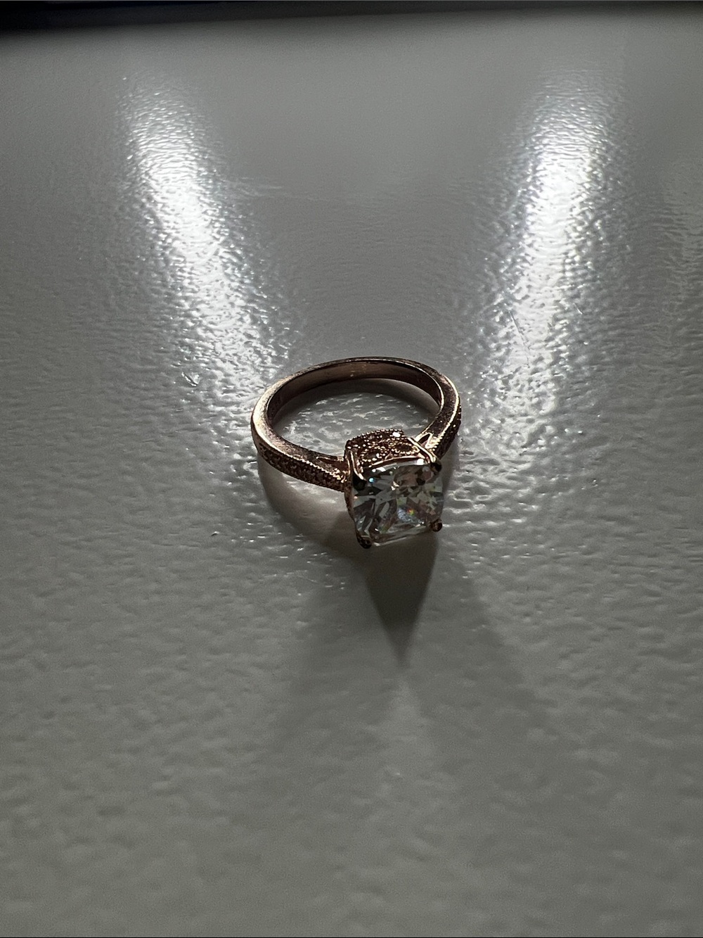 Macy's Rose Gold-Tone Ring with Clear Cushion Stone